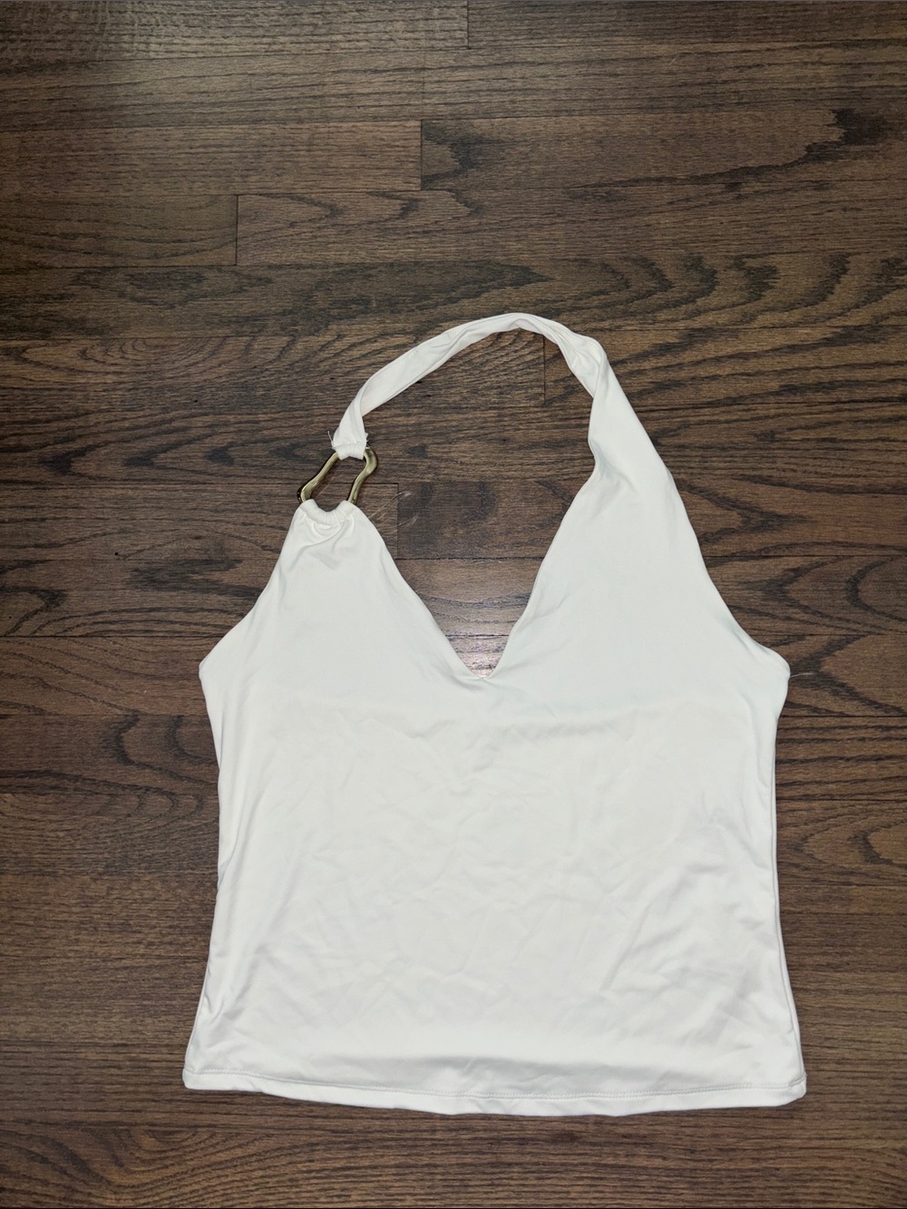 Pink Republic White Halter Camisole with Ring Accent